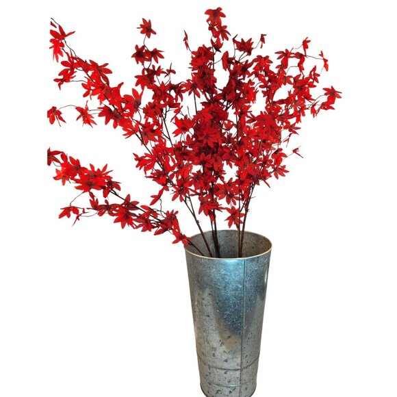 Artificial Red Maple Leaf Stems Fall Filler Floral Decor - Set Of 3 - Picture 2 of 14